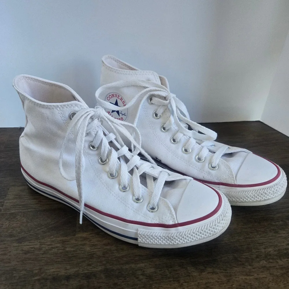 Converse Chuck Taylor All Star High Top White Canvas Sneakers Mens 7 Women 9 - Picture 1 of 7